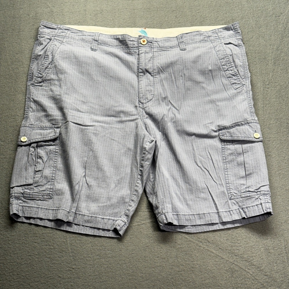Tommy Bahama Mens 44 Cargo Shorts Blue‎ Ripstop Cotton Tencel Stretch